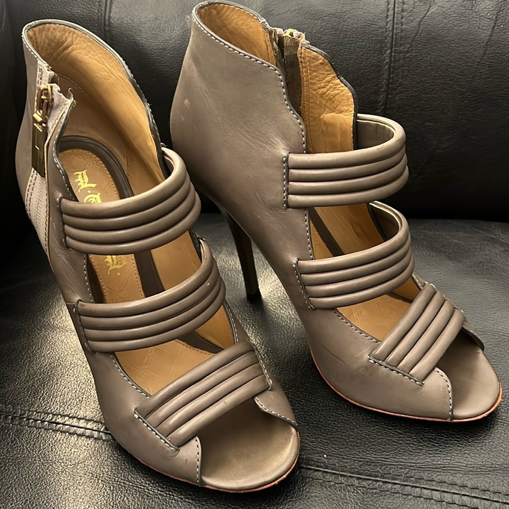L.A.M.B. Zea Open Toe Booties Size 9.5